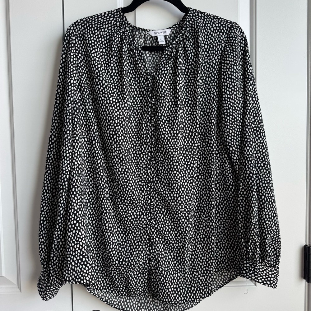 Nine West Abstract Dot Print Career Blouse - Size M